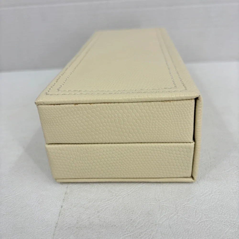Jewelry Case Travel Box Removeable Zip Pouches Hinged Hard Side Cream